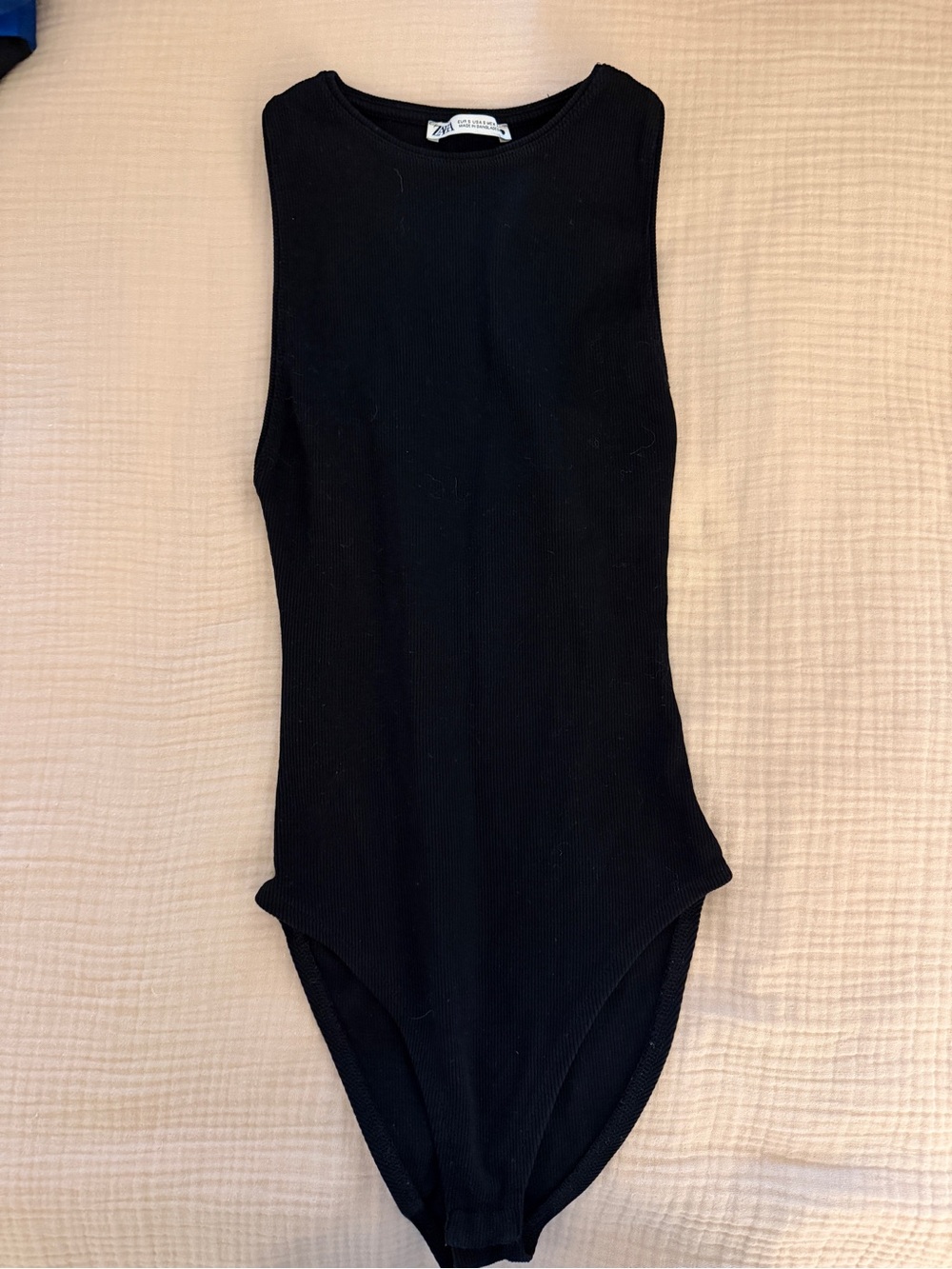 Zara Kids Black Ribbed Sleeveless Bodysuit